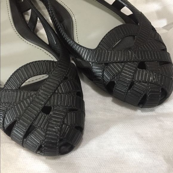 Sz 7 Black Melissa x Jason Wu Jean rubber ribbon flat - Picture 6 of 11